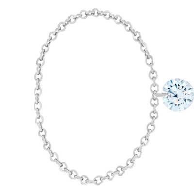 750/1000 White Gold Chain Ring & Drilled Brilliant Diamond F/VS2 - Ocarat
