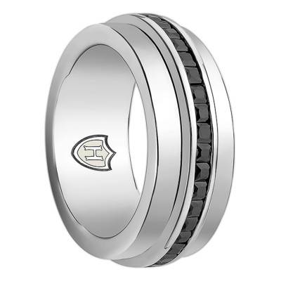 Bague Matt Argent & Zircons Noirs - Hoxton London
