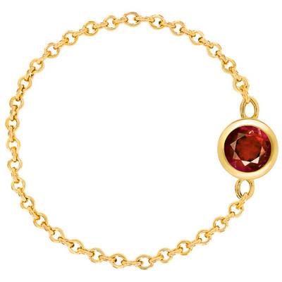 Cable Chain Ring 750 Yellow Gold & Garnet 0,25 ct - Ocarat