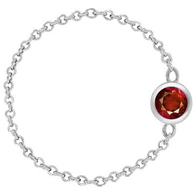 750/1000 White Gold & Garnet 0.25 ct Cable Chain Ring - Ocarat
