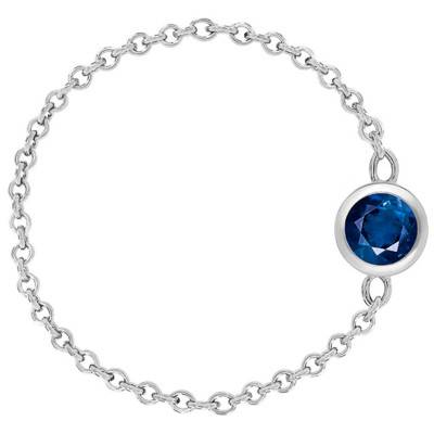 750/1000 White Gold Cable Chain Ring & Sapphire 0,25 ct - Ocarat