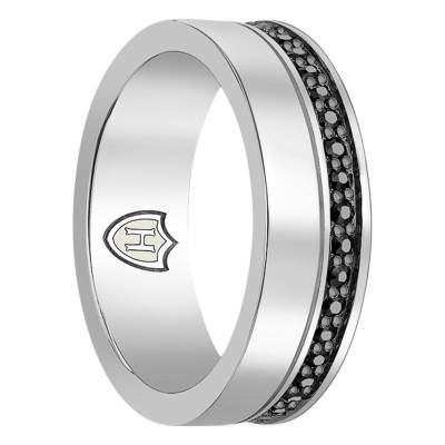 Bague Liverpool en Zircons noirs & Argent - Hoxton London