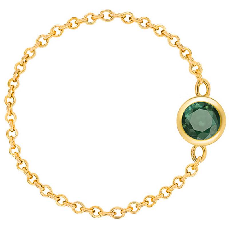 750/1000 Yellow Gold Cable Chain Ring & Green Tourmaline 0,25 ct - Ocarat