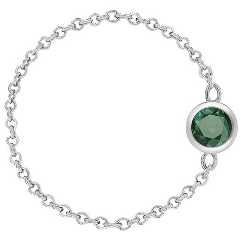 750/1000 White Gold Cable Chain Ring & Green Tourmaline 0,25 ct - Ocarat