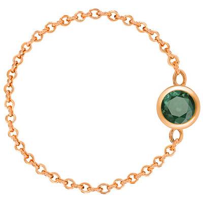 750/1000 Rose Gold Cable Chain Ring & Green Tourmaline 0,25 ct - Ocarat