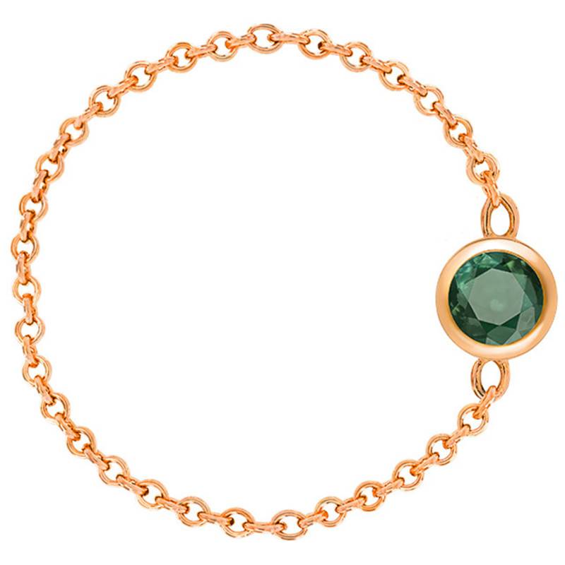 750/1000 Rose Gold Cable Chain Ring & Green Tourmaline 0,25 ct - Ocarat