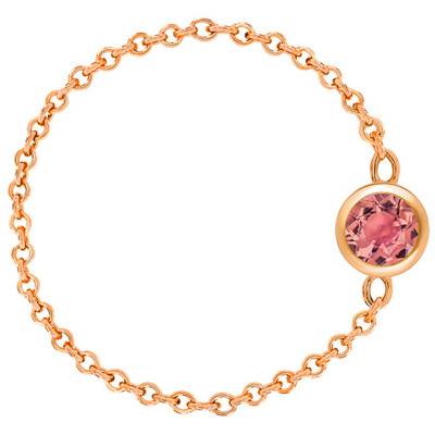 Rose Gold 750 & Pink Tourmaline 0,25 ct Chain Ring - Ocarat