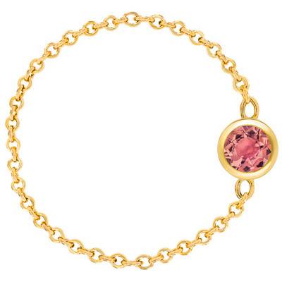 Cable Chain Ring 750 Yellow Gold & Pink Tourmaline 0,25 ct - Ocarat