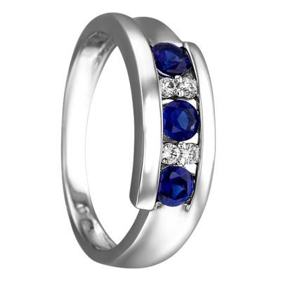750/1000 White Gold Diamond 0.072 ct and Sapphire 0.73 ct Ring, Width 6.00 mm - Joelli