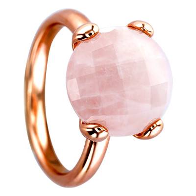 Bague Cocktail Quartz Rose, Taille 50 - Bronzallure