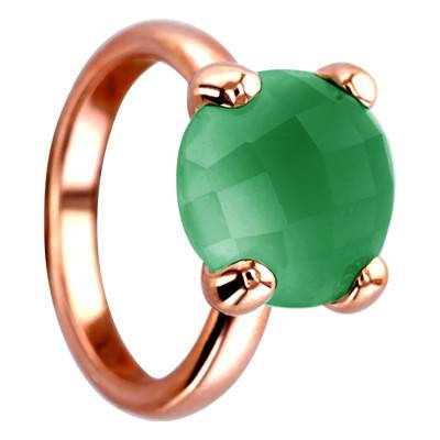 Bague Cocktail Calcédoine Verte - Taille 48 - Bronzallure