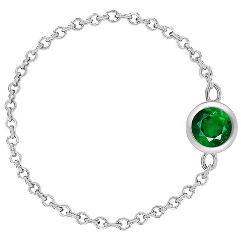 750/1000 White Gold & Emerald 0.25 ct Chain Ring - Ocarat