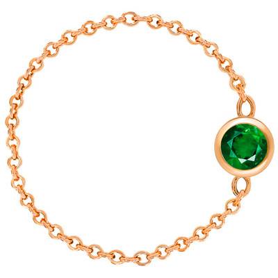 Bague Chaine, Or Rose 750, Emeraude 0,25 ct - Ocarat