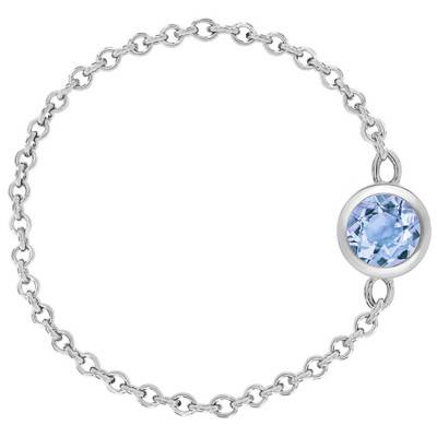 Bague Chaine, Or Blanc 750 & Aigue-marine 0,25 ct - Ocarat