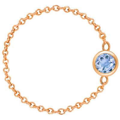 750/1000 Rose Gold Cable Chain Ring & Aquamarine 0,25 ct - Ocarat