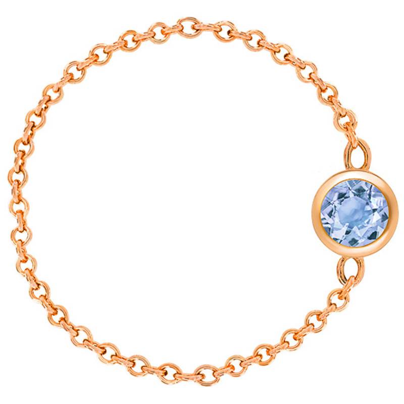 750/1000 Rose Gold Cable Chain Ring & Aquamarine 0,25 ct - Ocarat