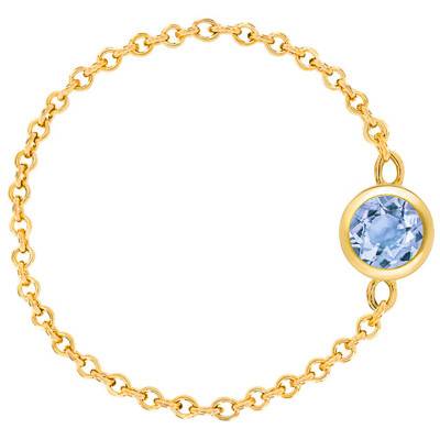 750/1000 Yellow Gold Cable Chain Ring & Aquamarine 0,25 ct - Ocarat