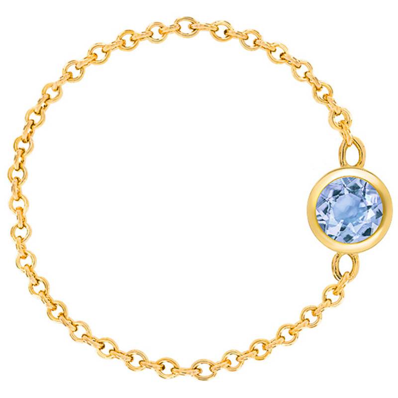 750/1000 Yellow Gold Cable Chain Ring & Aquamarine 0,25 ct - Ocarat