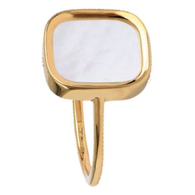 Yellow Gold-Plated Mother-of-Pearl Mykonos Small Ring - Skalli