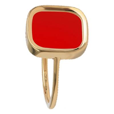 Mykonos Yellow Gold-Plated & Coral Small Ring - Skalli
