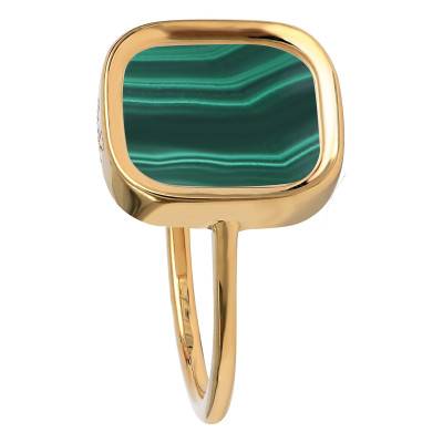 Petite Bague Mykonos Malachite & Plaqué Or - Skalli