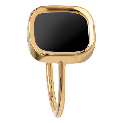 Yellow Gold-Plated Black Onyx Mykonos Small Ring - Skalli