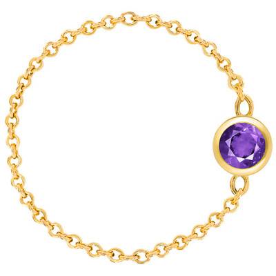 Bague chaine, Or Jaune 750 & Améthyste 0,25 ct - Ocarat