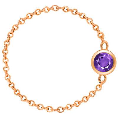 750/1000 Rose Gold & Amethyst 0.25 ct Chain Ring - Ocarat