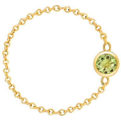 Cable Chain Ring 750 Yellow Gold & Peridot 0,25 ct - Ocarat