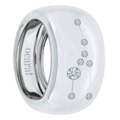 750/1000 White Gold & Diamond Taurus Constellation Ring - Ocarat