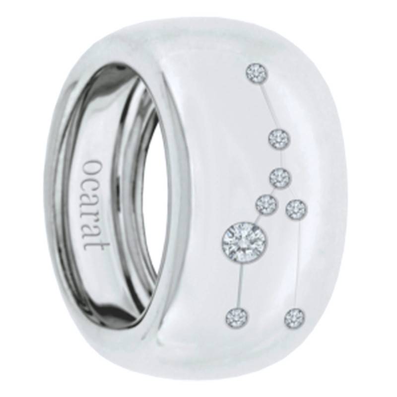750/1000 White Gold & Diamond Taurus Constellation Ring - Ocarat