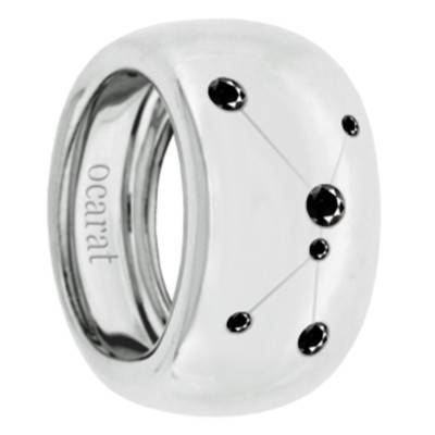 925 Silver & Black Diamond Cancer Constellation Ring - Ocarat