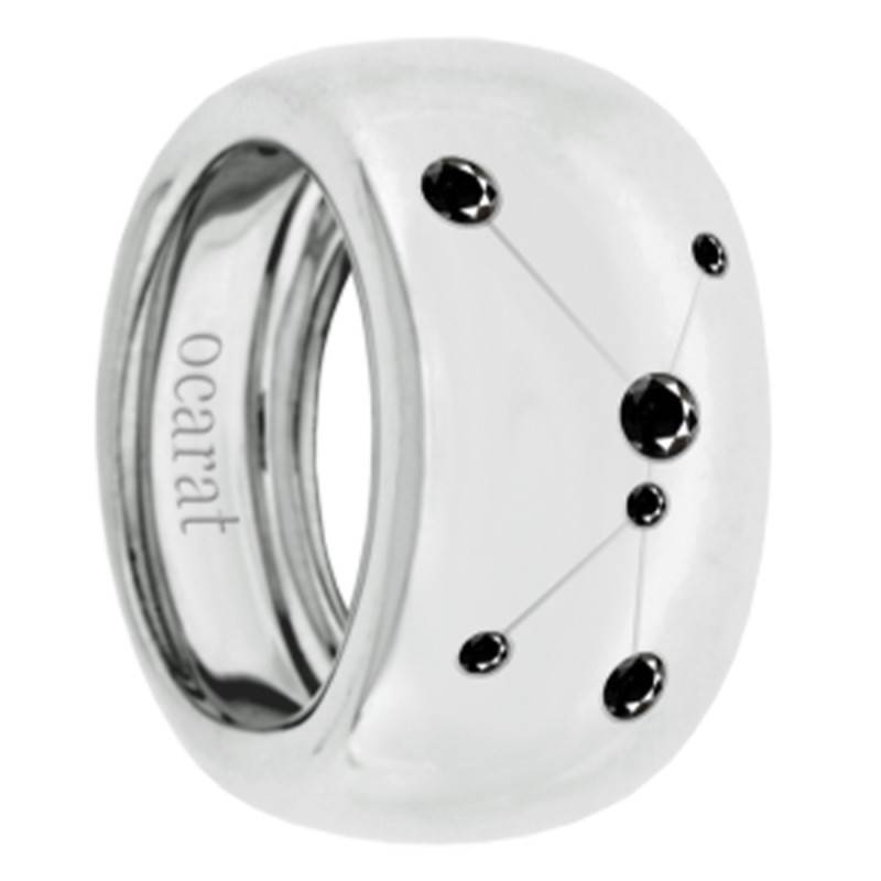 925 Silver & Black Diamond Cancer Constellation Ring - Ocarat