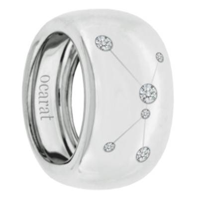 750/1000 White Gold & Diamond Cancer Constellation Ring - Ocarat