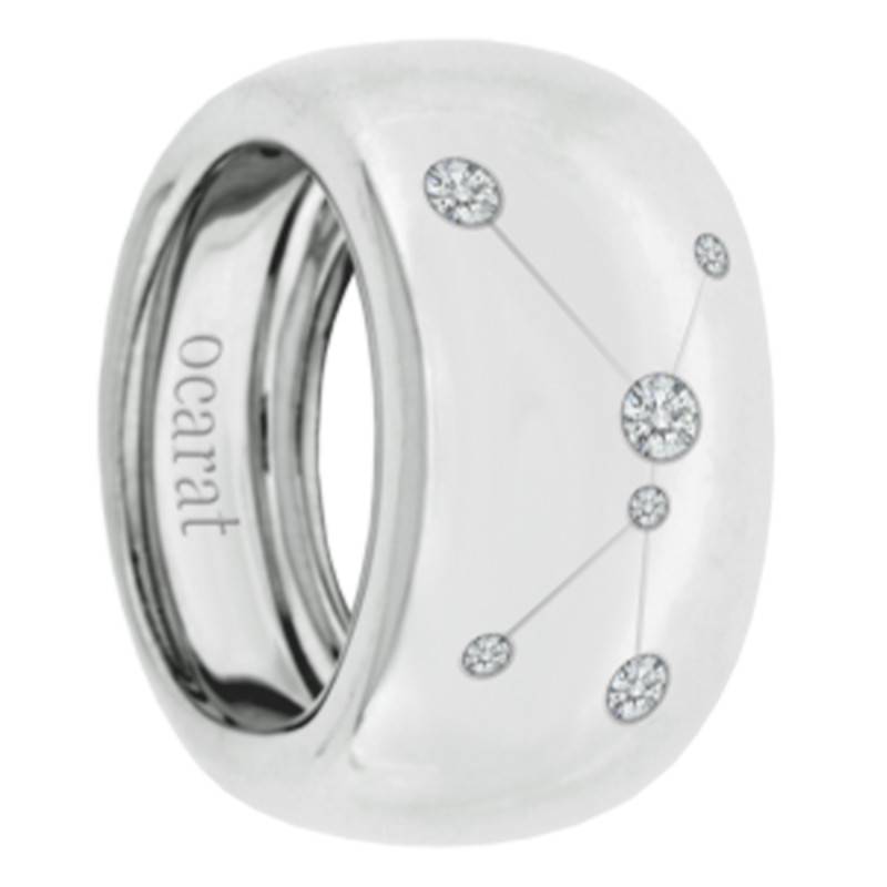 750/1000 White Gold & Diamond Cancer Constellation Ring - Ocarat