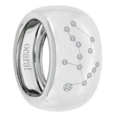 "750 White Gold & Diamond Aquarius Constellation Ring" - Ocarat