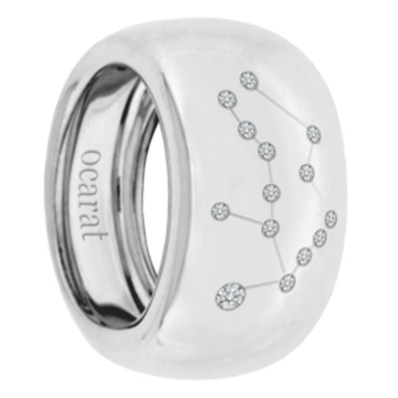 "750 White Gold & Diamond Aquarius Constellation Ring" - Ocarat