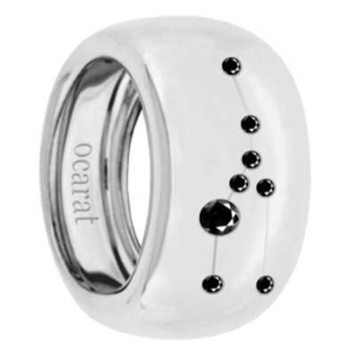 925 Silver & Black Diamond Taurus Constellation Ring - Ocarat