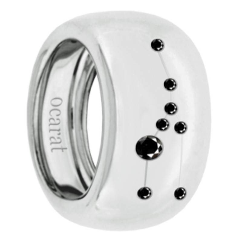 925 Silver & Black Diamond Taurus Constellation Ring - Ocarat