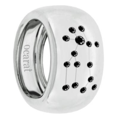 925 Silver & Black Diamond Gemini Constellation Ring - Ocarat