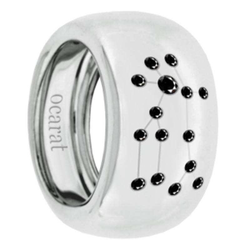 925 Silver & Black Diamond Gemini Constellation Ring - Ocarat