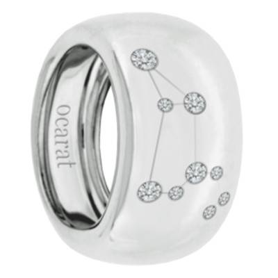 Bague Constellation du Lion Diamants & Or Blanc 750 - Emanessence