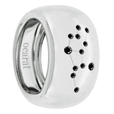 925 Silver & Black Diamond Virgo Constellation Ring - Ocarat