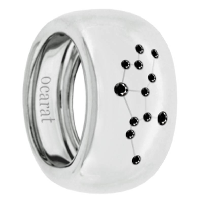 925 Silver & Black Diamond Virgo Constellation Ring - Ocarat