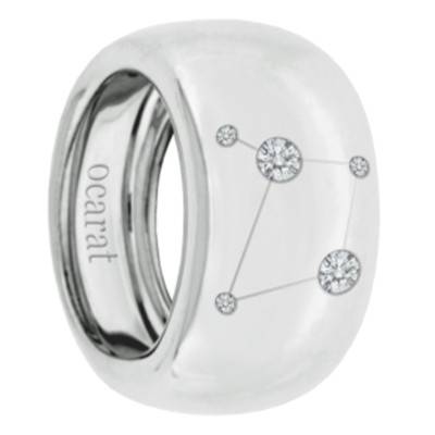 750/1000 White Gold & Diamond Libra Constellation Ring - Ocarat