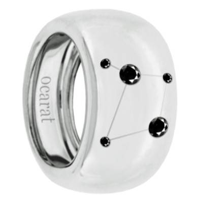 925 Silver & Black Diamond Libra Constellation Ring - Ocarat