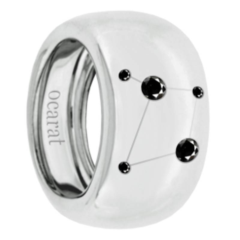 925 Silver & Black Diamond Libra Constellation Ring - Ocarat