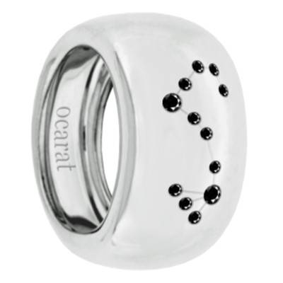 Bague Constellation du Scorpion Diamants Noirs & Argent - Emanessence