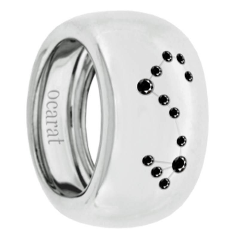 925 Silver & Black Diamond Scorpio Constellation Ring - Ocarat