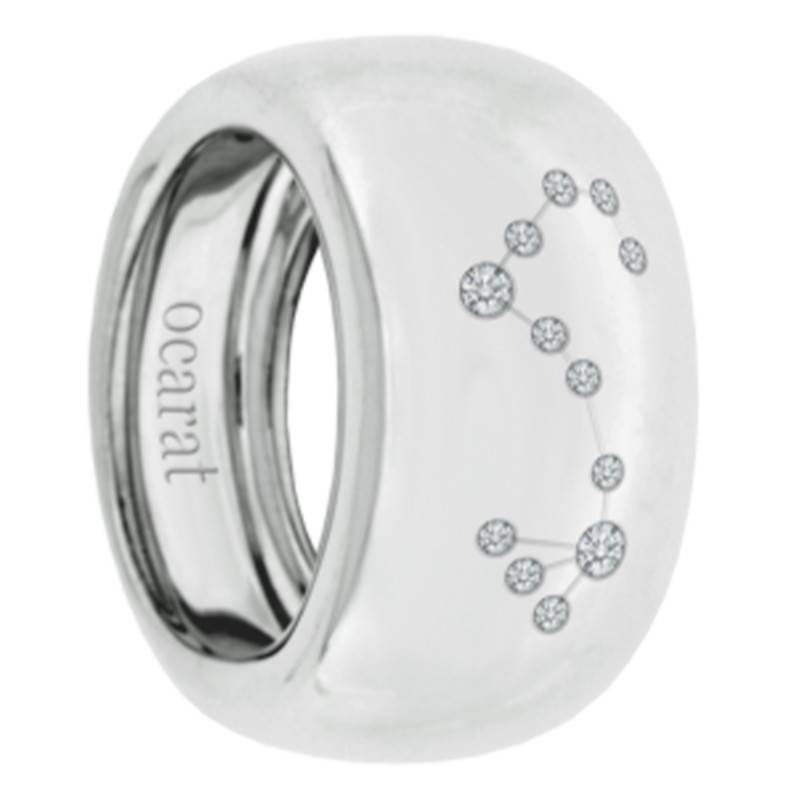 750/1000 White Gold & Diamond Scorpio Constellation Ring - Ocarat